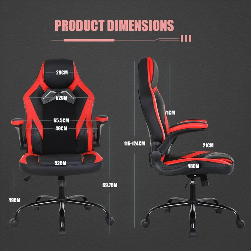 Gaming Chair Ergonomic Swivel Design Red