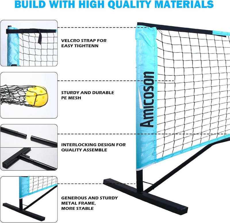 Pickleball Set for 4 Players Blue AMICOSON