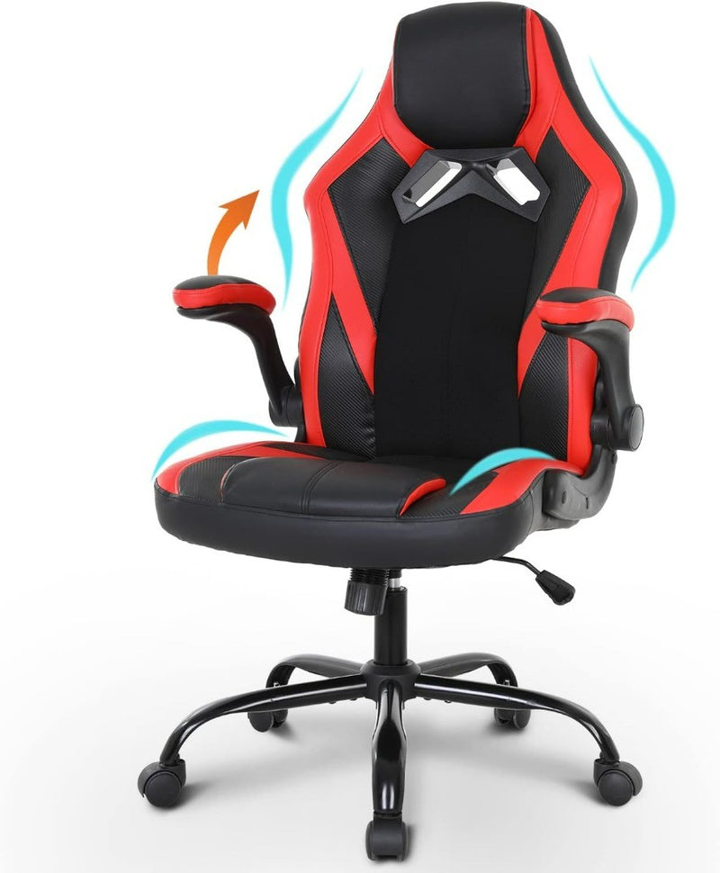 Gaming Chair Ergonomic Swivel Design Red