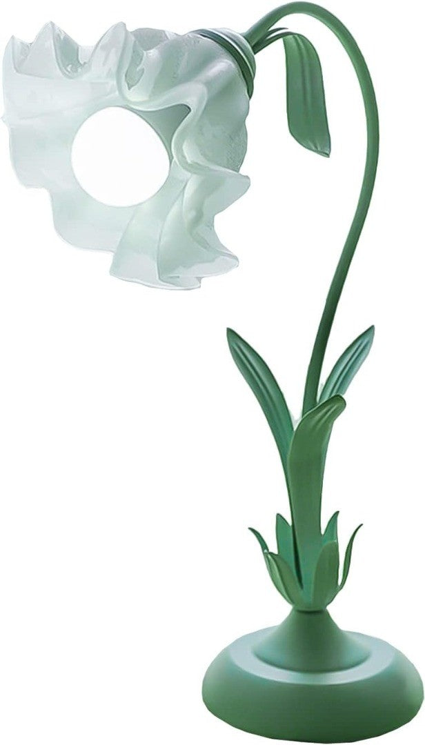 Table Lamp 50cm Flower Green and White