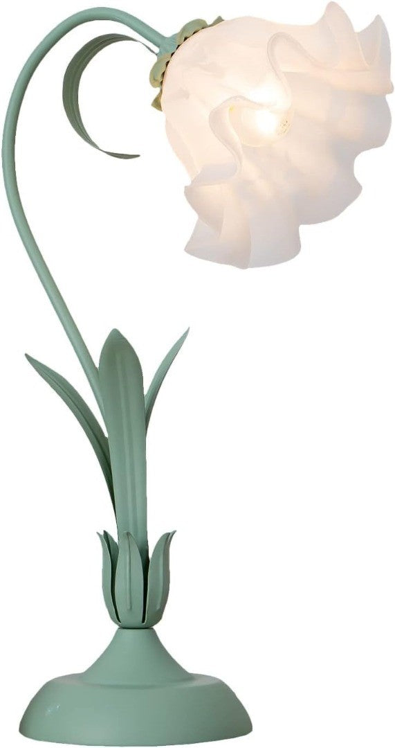 Table Lamp 50cm Flower Green and White