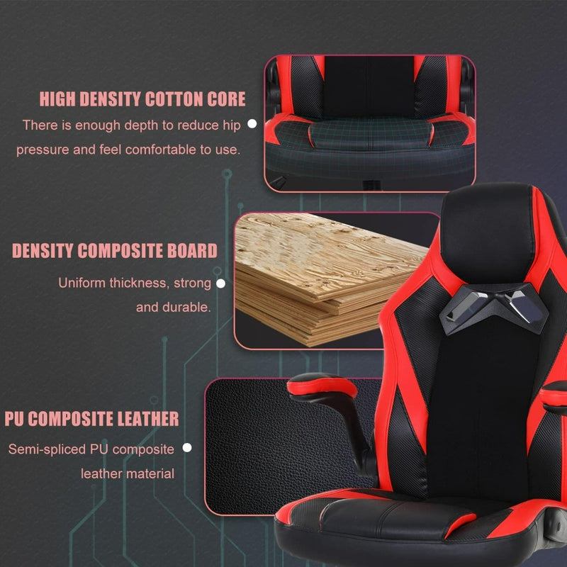 Gaming Chair Ergonomic Swivel Design Red