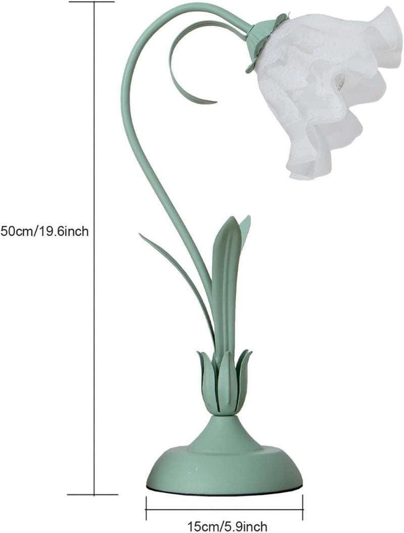 Table Lamp 50cm Flower Green and White