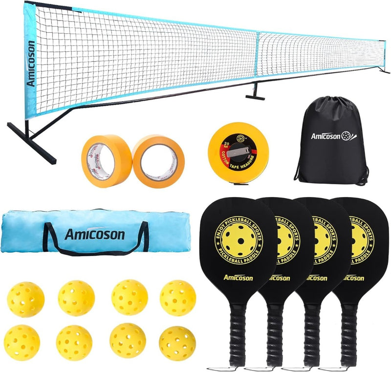 Pickleball Set for 4 Players Blue AMICOSON