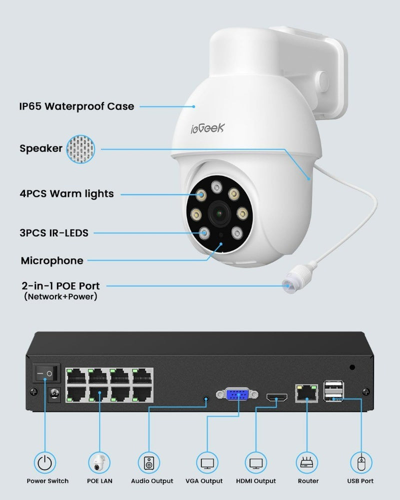 Security CCTV Camera Systems with AI Human & Vehicle Detection Home Security Cam