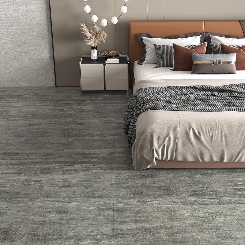 VEELIKE Vinyl Floor Tiles Grey 60cmx30cmx1.5mm 24PCS