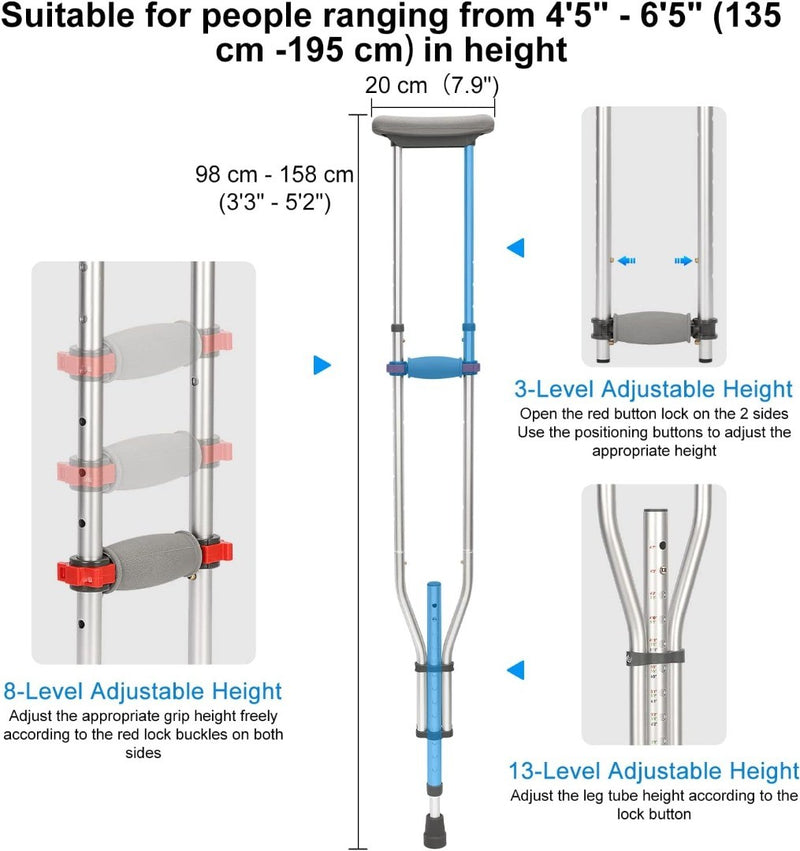 supregear Adjustable Underarm Crutches 1 Pair