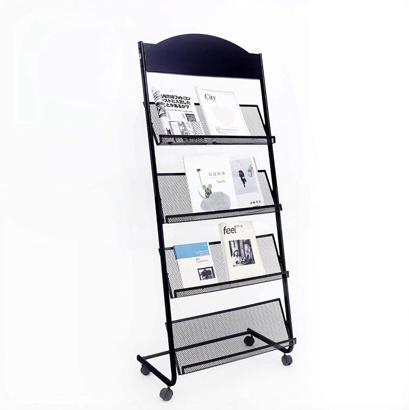 Floor-Standing Magazine Rack Information Rack Newspaper Storage Book Rack Black