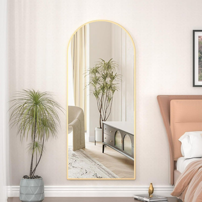 Floor Standing Mirror Full Length Mirror Thin Frame Mirror in Gold 165cmX60cm