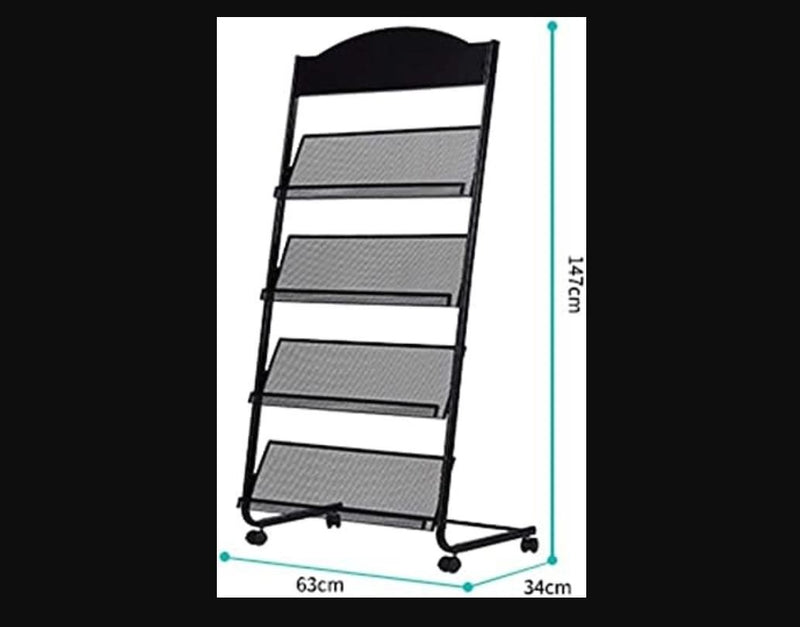 Floor-Standing Magazine Rack Information Rack Newspaper Storage Book Rack Black