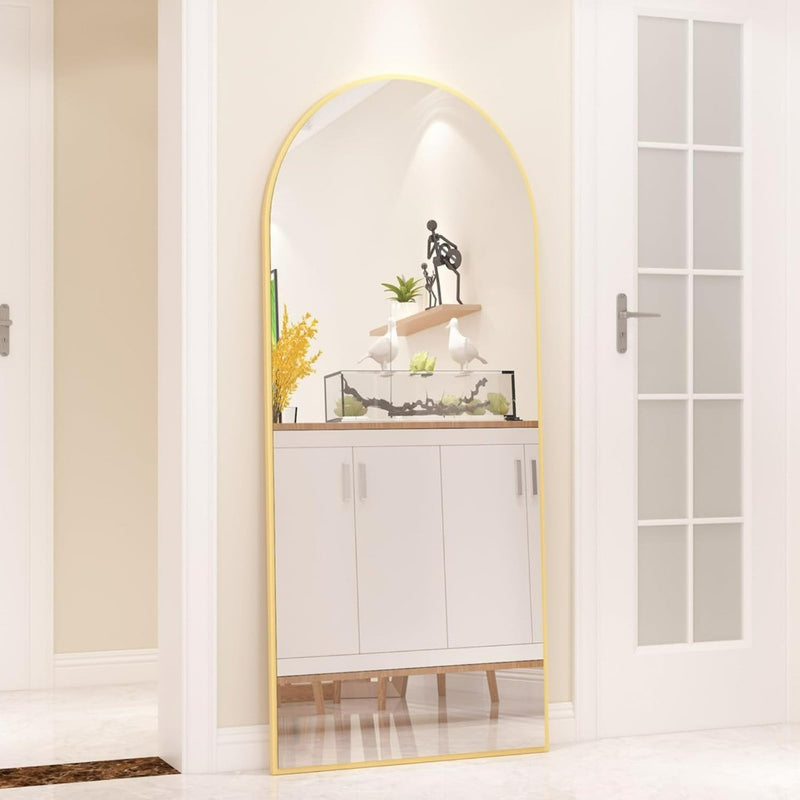 Full Length Mirror Floor Standing Thin Frame Gold