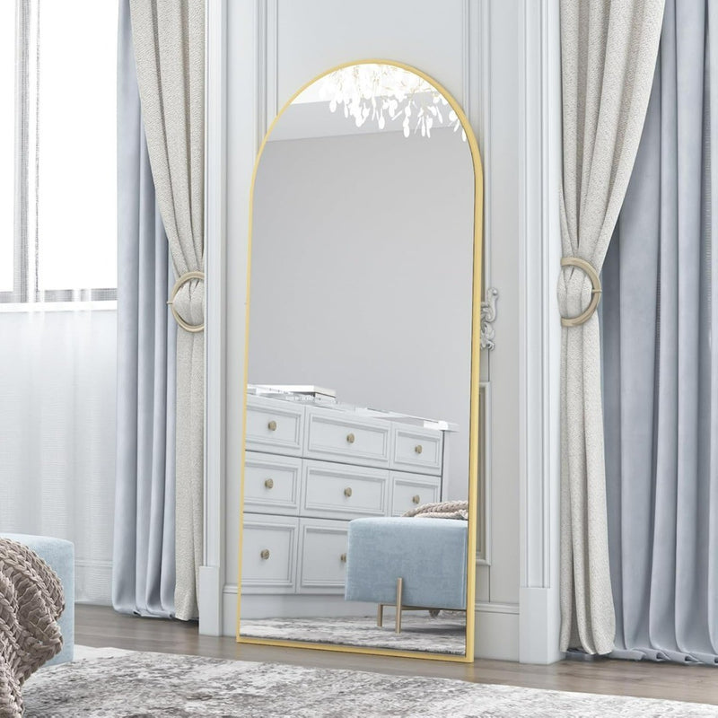 Floor Standing Mirror Full Length Mirror Thin Frame Mirror in Gold 165cmX60cm