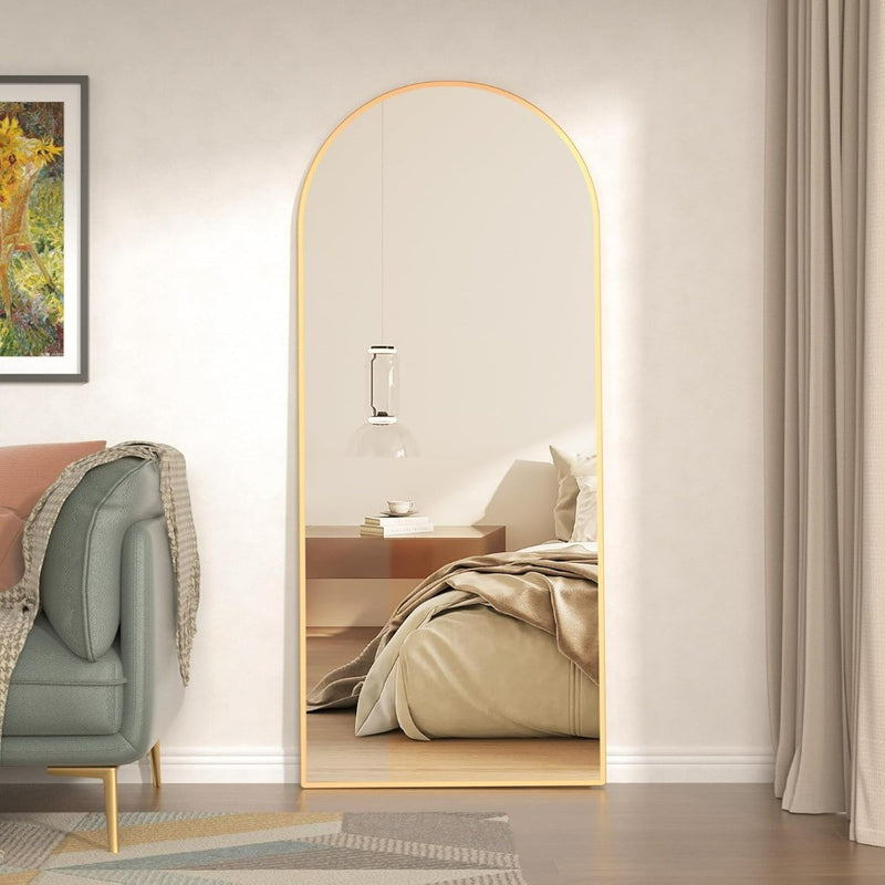 Floor Standing Mirror Full Length Mirror Thin Frame Mirror in Gold 165cmX60cm