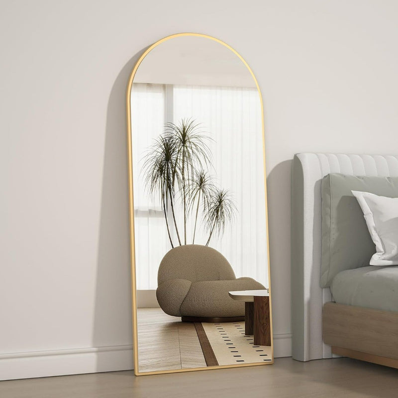 Floor Standing Mirror Full Length Mirror Thin Frame Mirror in Gold 165cmX60cm