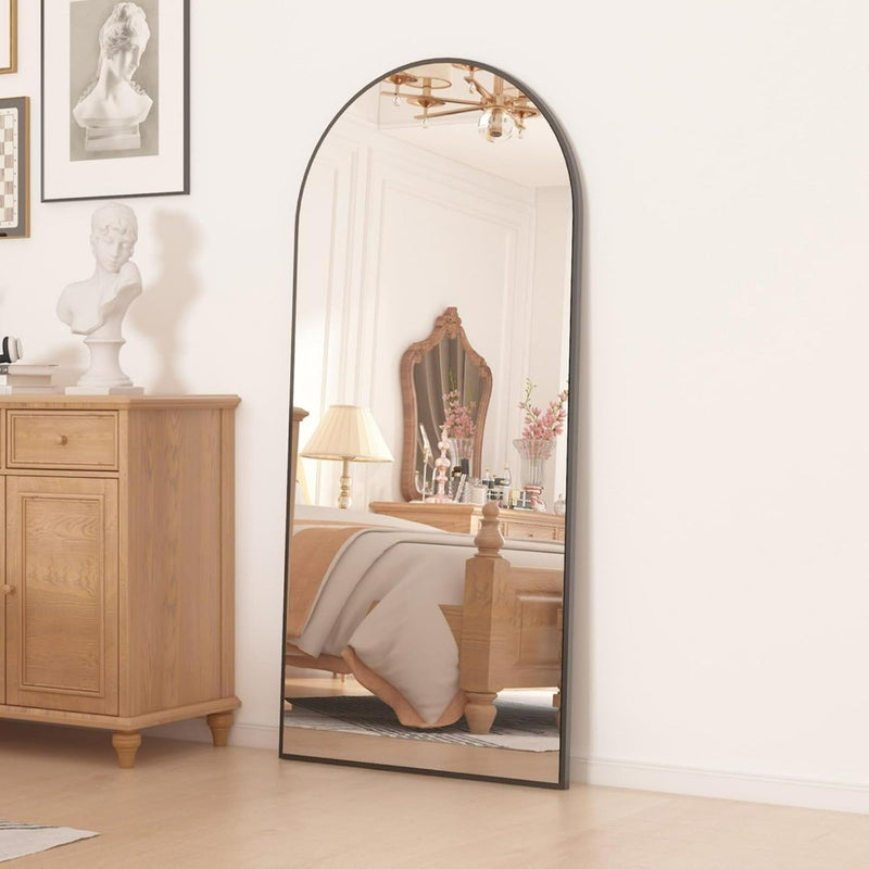 Floor Standing Mirror Black Full Length Mirror Thin Framed Mirror 165cmX60cm