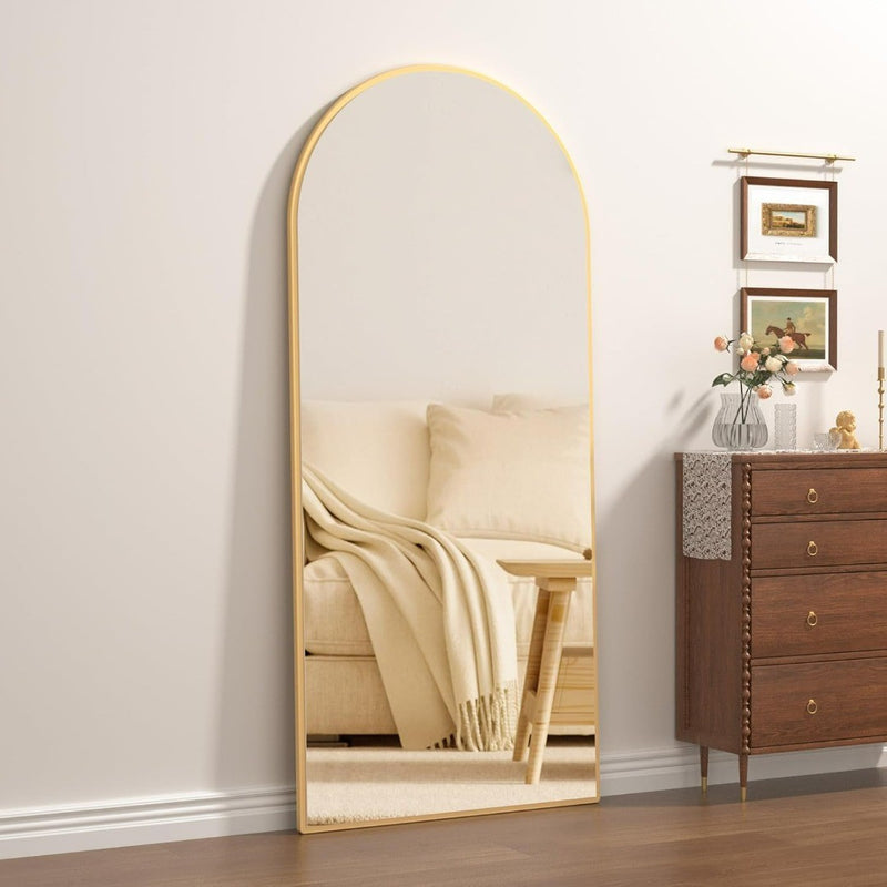 Full Length Mirror - Floor Standing Mirror Thin Frame Mirror in Gold 165cmX60cm