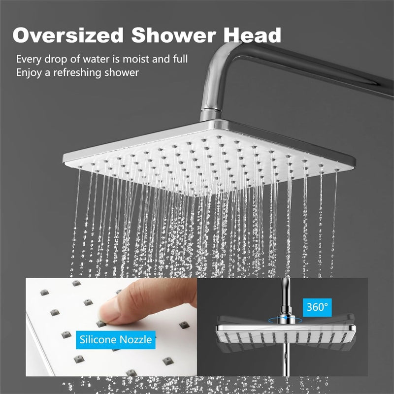 Shower Mixer Set Adjustable Height Shower System With Rainfall Head