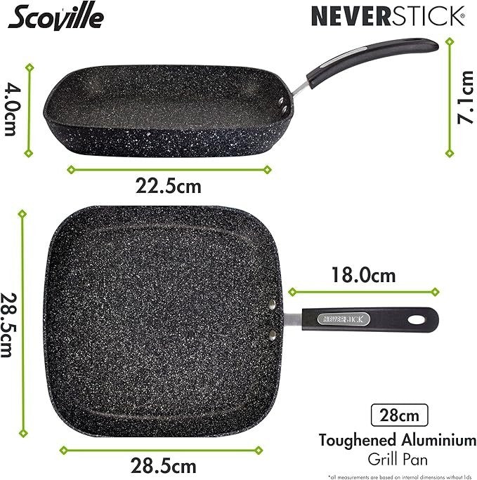 Square Grill Pan 28cm NEVERSTICK Scoville