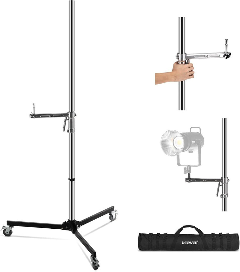 Light Stand Stainless Steel Heavy Duty with Arm Grip Sliding Arm Detachable