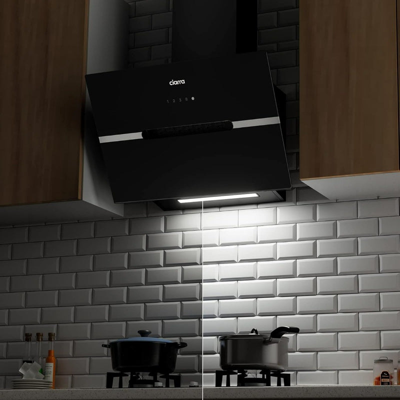 Touch Angled Cooker Hood-CIARRA CBCB6736F WIFI APP Touch Control hood in Black