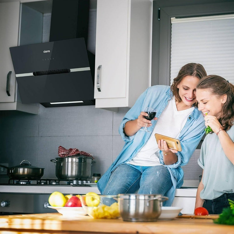 Touch Angled Cooker Hood-CIARRA CBCB6736F WIFI APP Touch Control hood in Black