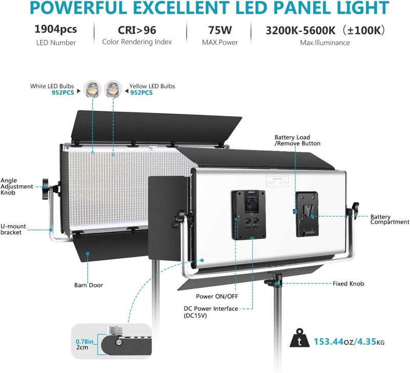 Advanced 2.4G LED Video Light, Dimmable Bi-Color LED Panel NEEWER