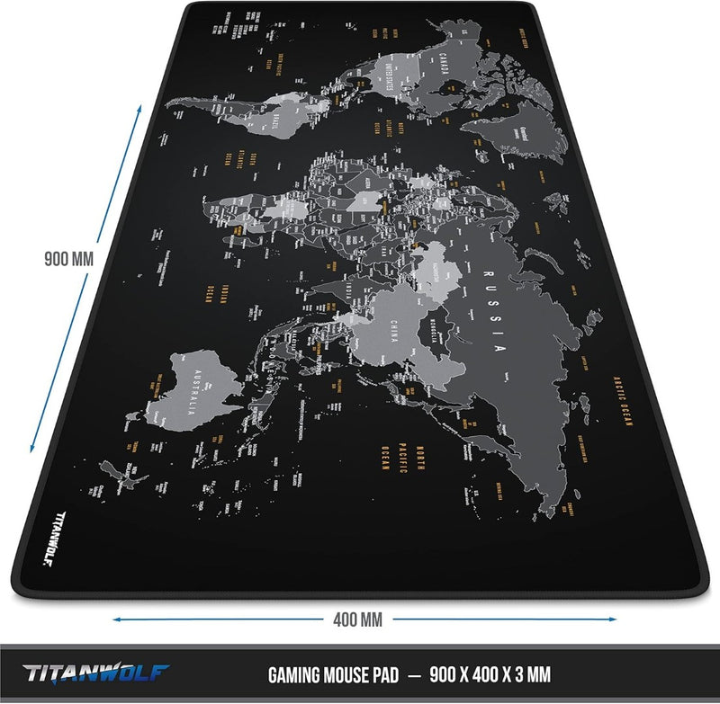 XXL Gaming Mouse Mat 'Global' World Map 1200x600mm TITANWOLF