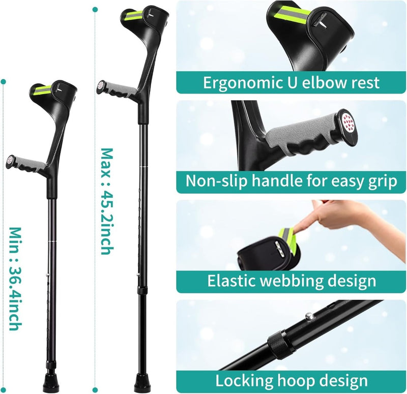 Forearm Crutches Adjustable 36.2" to 45.2"