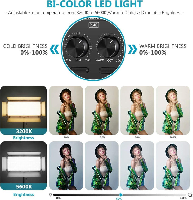 Advanced 2.4G LED Video Light, Dimmable Bi-Color LED Panel NEEWER