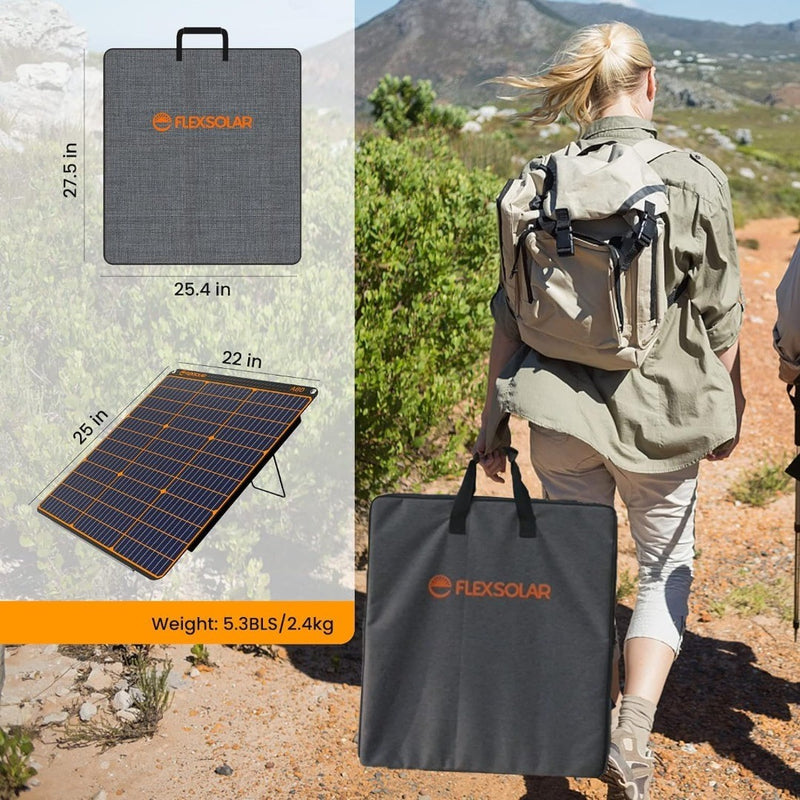 FlexSolar 60W Portable Solar Panel, Foldable Solar Charger W/ Stand