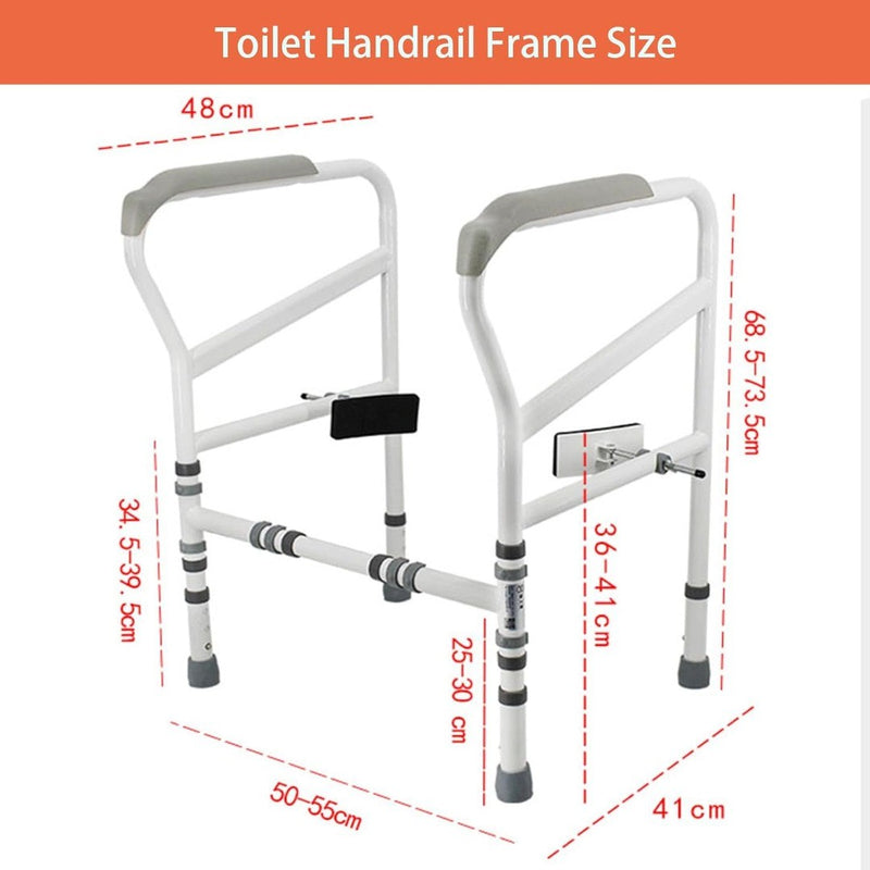 Joliling Foldable Toilet Safety Rails, Adjustable Width Height Toilet Frame