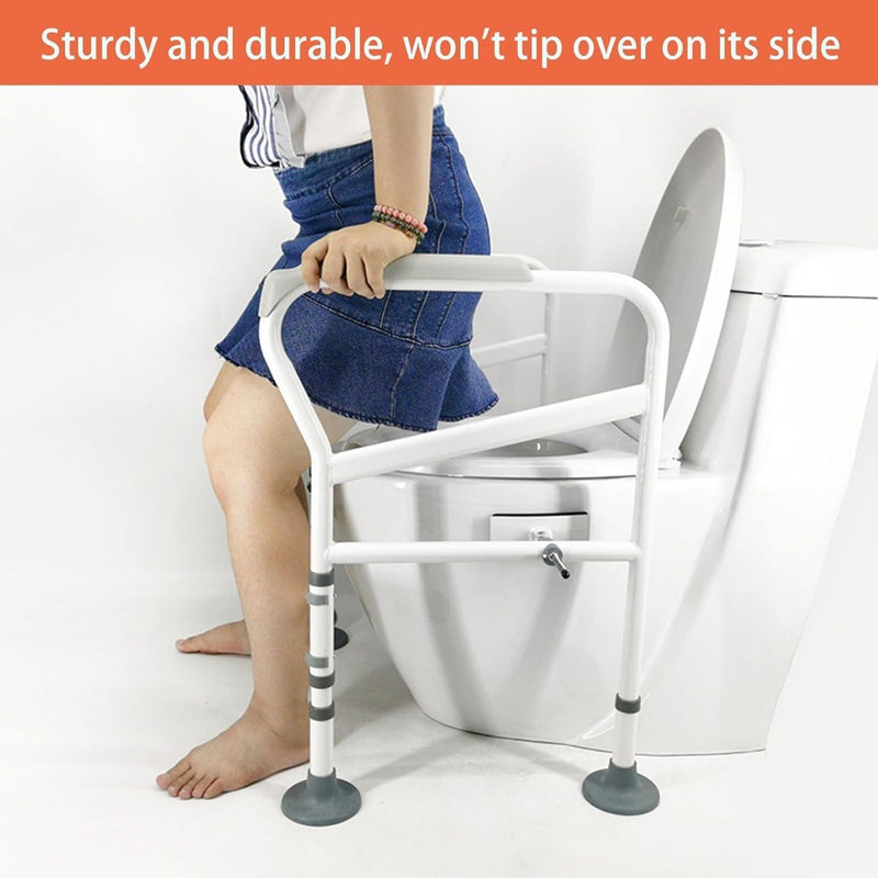 Joliling Foldable Toilet Safety Rails, Adjustable Width Height Toilet Frame