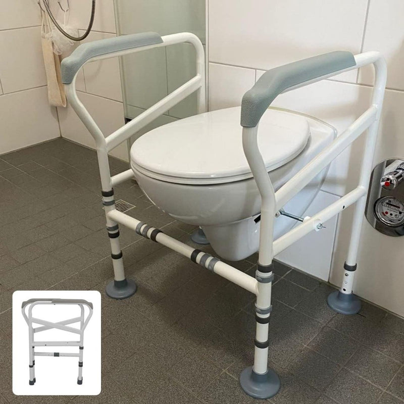 Joliling Foldable Toilet Safety Rails, Adjustable Width Height Toilet Frame