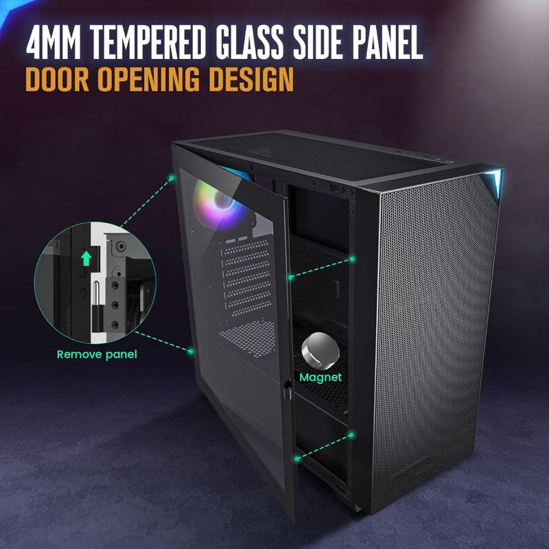 PC Computer Case AL800 Tempered Glass Black