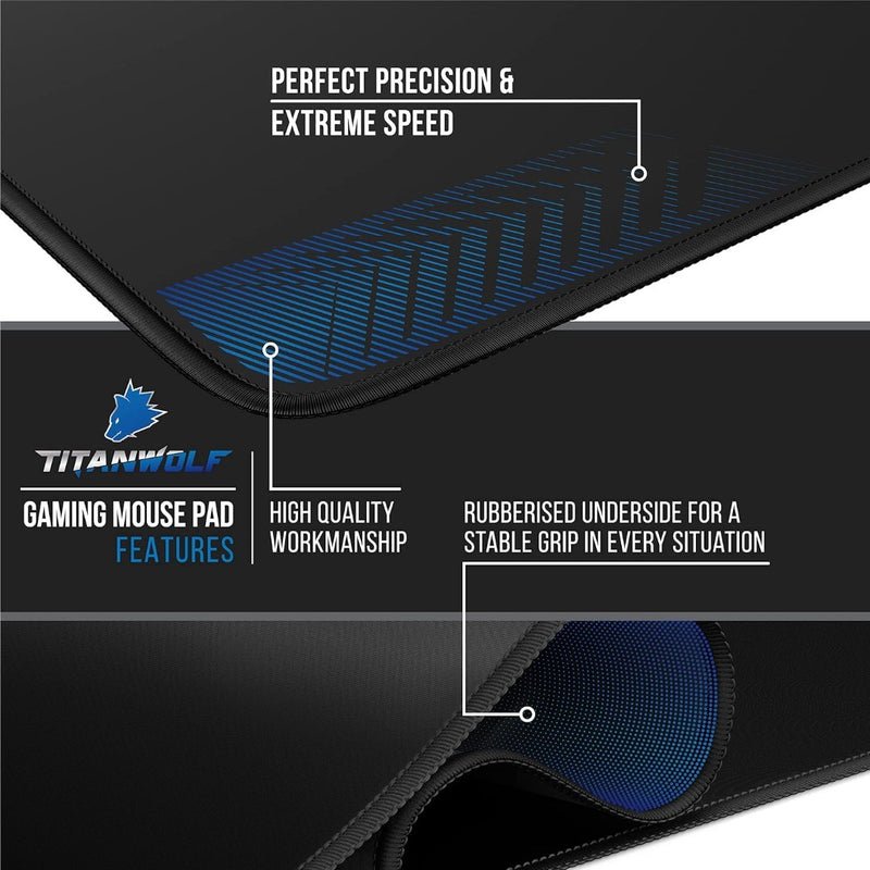 XXL Gaming Mouse Mat 1200x600mm - Black - TITANWOLF