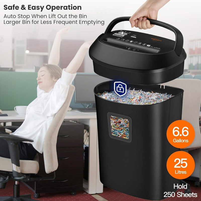 VidaTeco Cross-Cut Paper Shredder 14-Sheet Shreds Paper/Card/Staple/Clip Paper