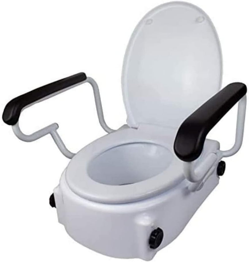 Raised Toilet Seat Riser with Folding Armrests