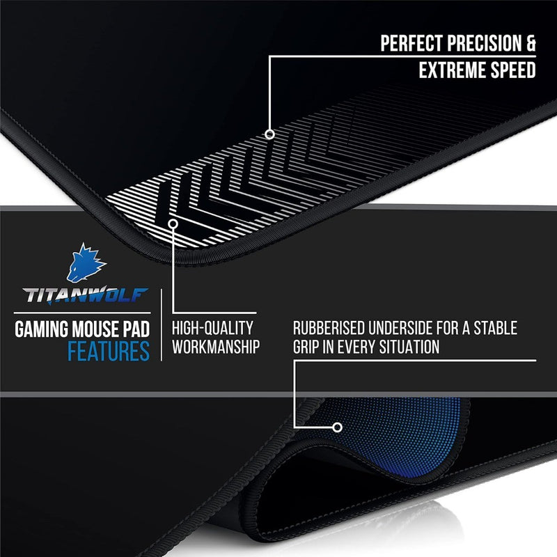 Gaming Mouse Mat - 1600x800mm - Black - TITANWOLF