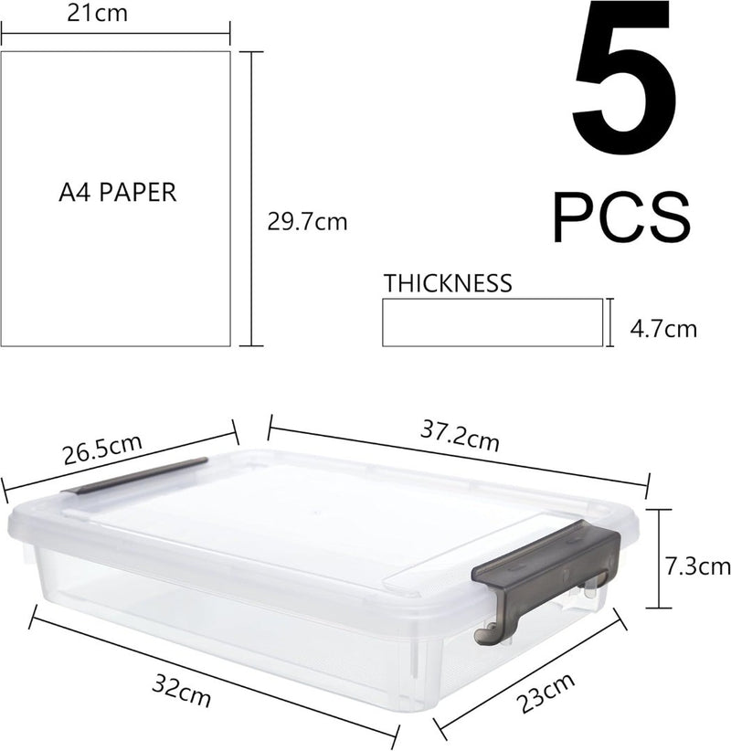 Bienvoun 5Pack A4 Storage Boxes with Lids