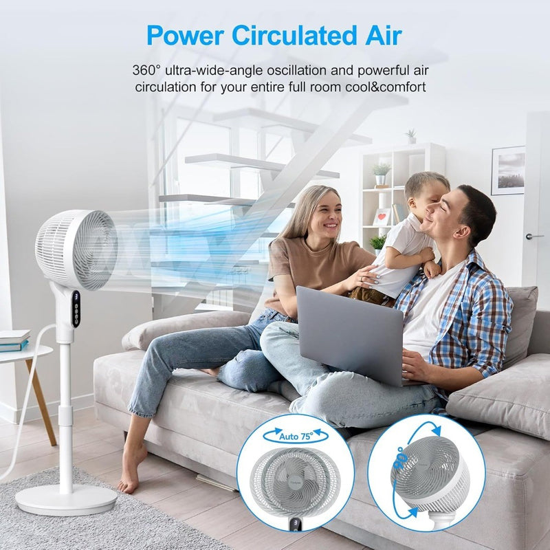 Smart Standing Fan, 40'' Quiet Pedestal Fans for Bedroom, 75°Omni-directional