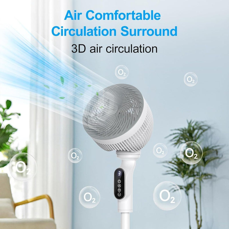 Smart Standing Fan, 40'' Quiet Pedestal Fans for Bedroom, 75°Omni-directional