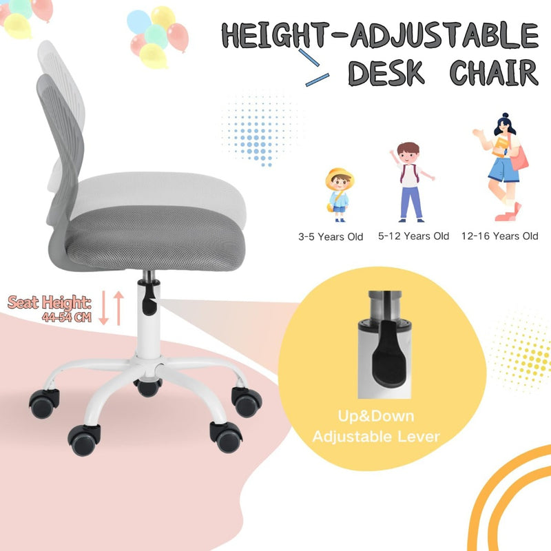 Homy Casa Desk Chair Ergonomic Adjustable Swivel Grey