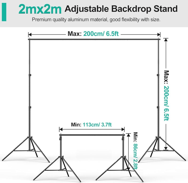 EMART Backdrop Stand Kit 2X2m/ 6.5X6.5ft