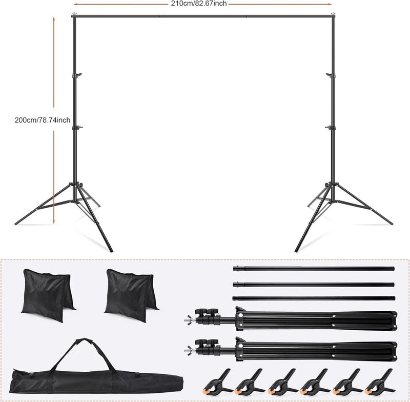 Backdrop Stand with Clips and Sandbags