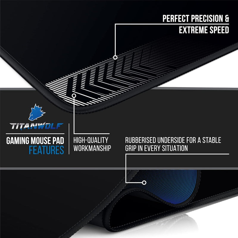 XL Gaming Mouse Mat 1200x800mm Black TITANWOLF