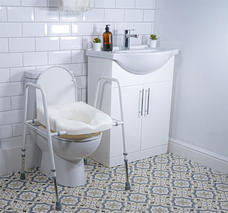 Raised Toilet Seat and Frame - Width Adjustable