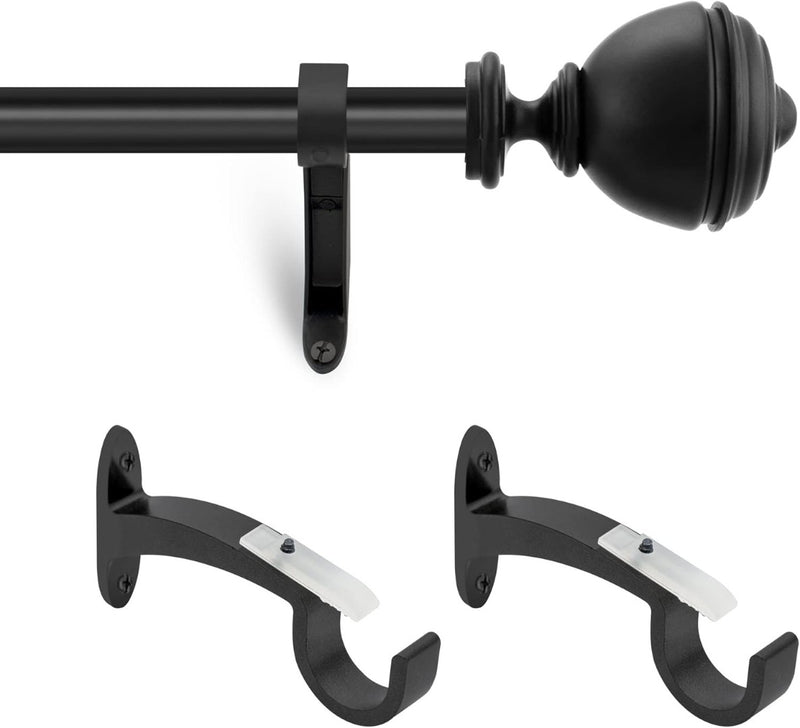 Adjustable Curtain Pole 91-168cm Matte Black