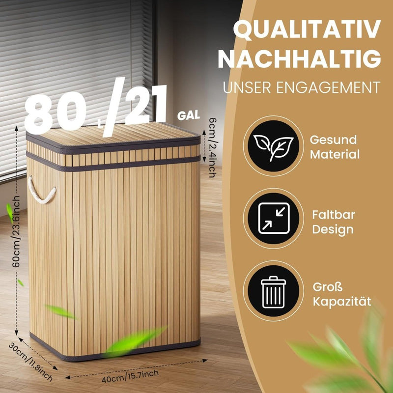 80 Litre Bamboo Laundry Basket