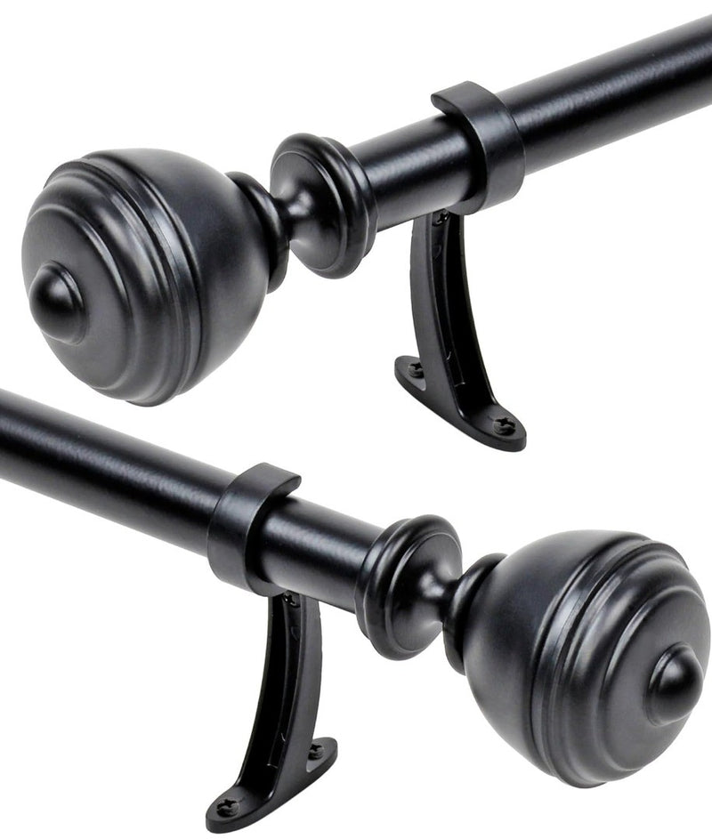 2 Pack Adjustable Curtain Pole 91-168cm Matte Black