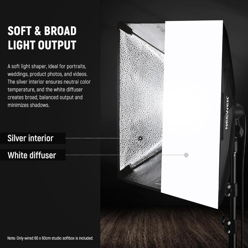 Softbox with E27 Porcelain Socket - 60x60cm